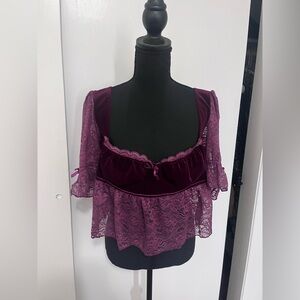 Dolls Kill Velvet Lace Blouse